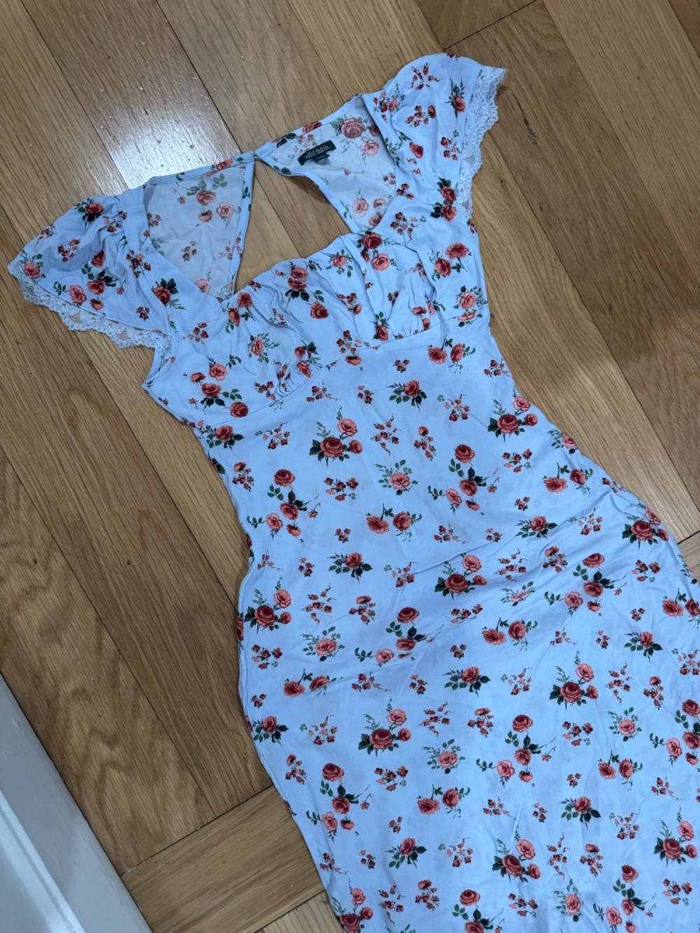 wild fable White Midi Dress with Red Rose Print - Picture 4 of 9